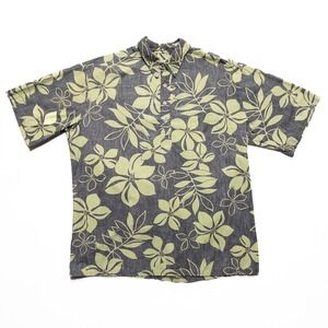 Cooke Street Honolulu Mens‎ Large Hawaiian Shirt Floral Print Gray Green Aloha